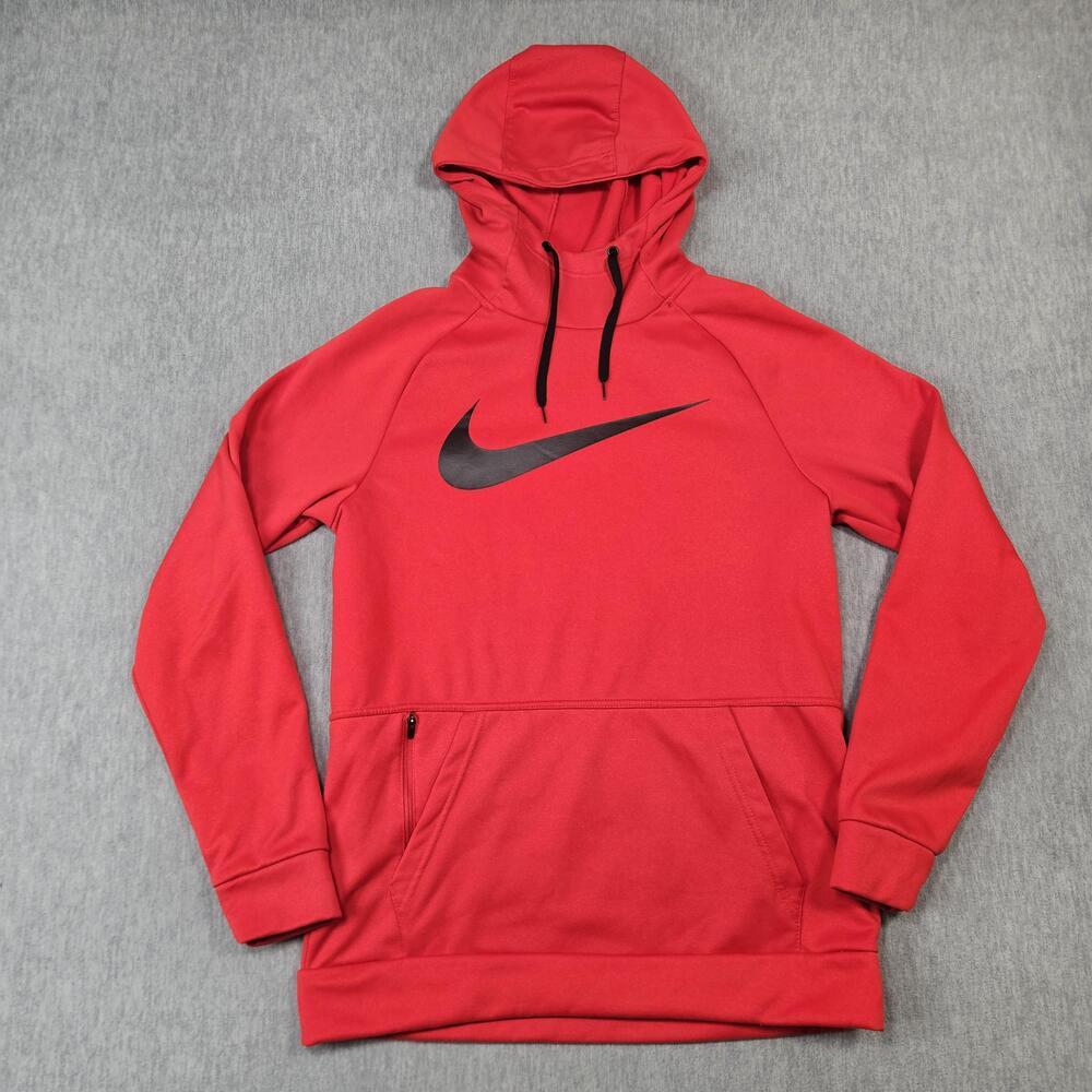 Nike Hoodie Mens Small Red Dri-FIT Therma Pullover Swoosh